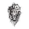 Temporary tattoo crowned lion , christian cross and flowers - Skindesigned