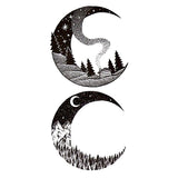 Temporary tattoo - Crescent moon and landscape - Skindesigned