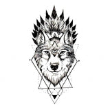 Temporary tattoo American wolf, Native american chief wolf fake tattoo