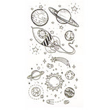 Fake mini tattoos - Minimalist space pack 2 -planets, ships, sun and moon. Skindesigned