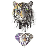 Temporary tattoo - Watercolored tiger and diamond - Skindesigned