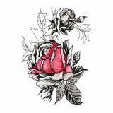 Women temporary tattoos - rose and Buds, Fake Geometric Tattoo