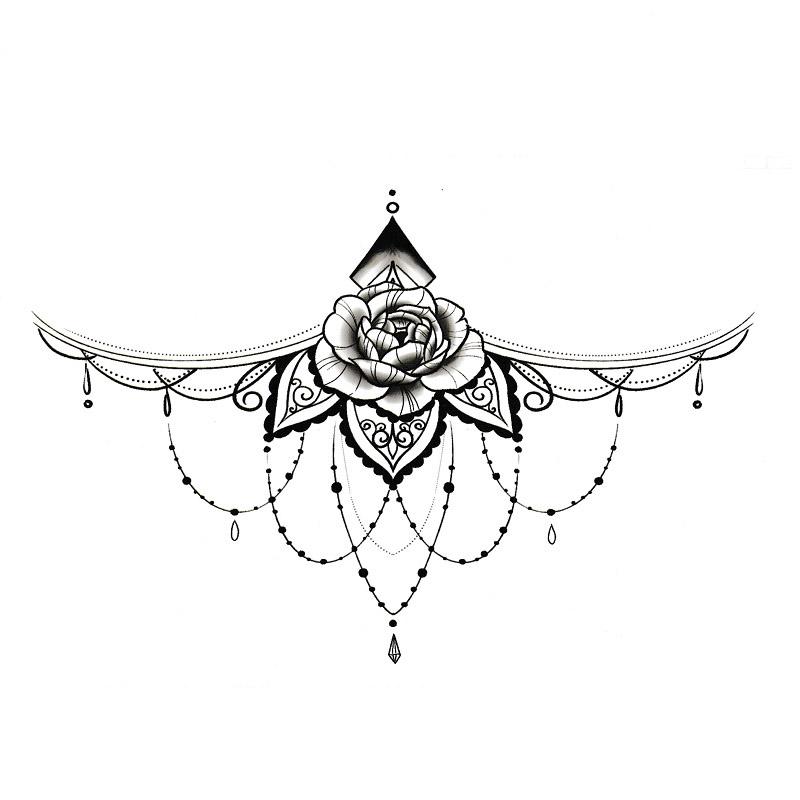 Temporary tattoo Rose underboobs pendants under or between the breasts