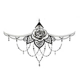 Temporary tattoo Rose underboobs pendants under or between the breasts - Skindesigned